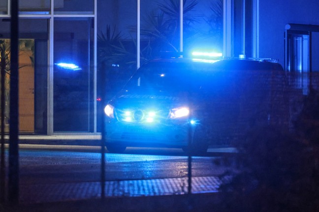 Einsatzkr�fte der Feuerwehr bei Brand bei einem Industriebetrieb in Laakirchen im Einsatz