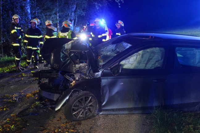Motorblock herausgerissen: Auto bei schwerem Verkehrsunfall in Pollham frontal gegen Baum gekracht