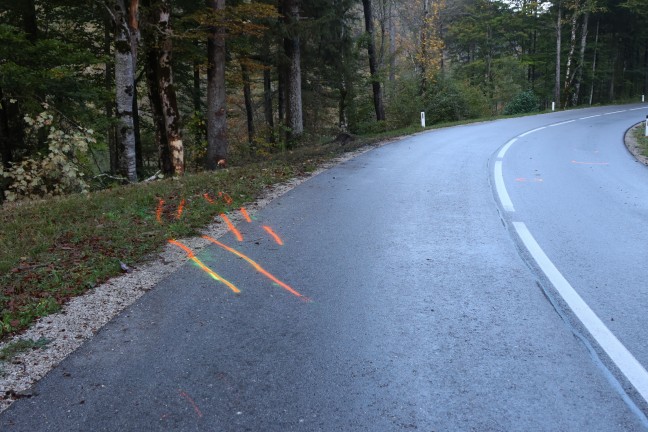 T�dlicher Verkehrsunfall: Beifahrer (29) starb bei Crash gegen Baum in Ebensee am Traunsee