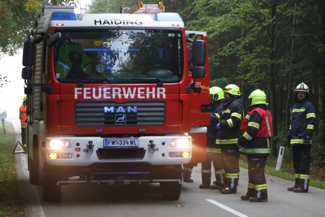 Auto gegen Baum: PKW-Lenker bei schwerem Verkehrsunfall in einem Waldst�ck in Krenglbach verletzt