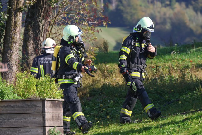 Brand in einem Hofladengeb�ude in Prambachkirchen sorgte f�r Einsatz zweier Feuerwehren