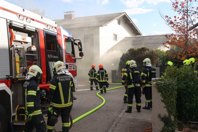 Ausgedehnter Saunabrand im Keller eines Einfamilienhauses in Thalheim bei Wels