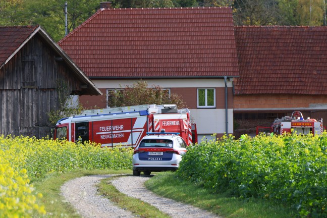 Drei Feuerwehren nach kleinerem Brand in einem landwirtschaftlichen Geb�ude in Piberbach im Einsatz