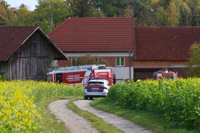 Drei Feuerwehren nach kleinerem Brand in einem landwirtschaftlichen Geb�ude in Piberbach im Einsatz