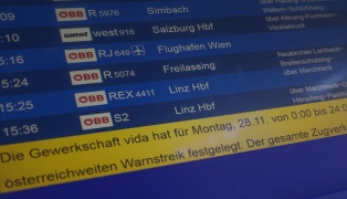 Ganztägiger Warnstreik im Bahnverkehr in Österreich am Montag