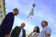 Wels-Vogelweide: Vogelweiderplatz hat auch im heurigen Jahr wieder einen FP-Maibaum