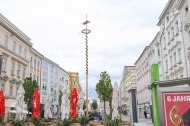 Lachnummer: Maibaum-Ersatzspitze in Wels-Innenstadt nach nur einem Tag schon wieder abgebrochen