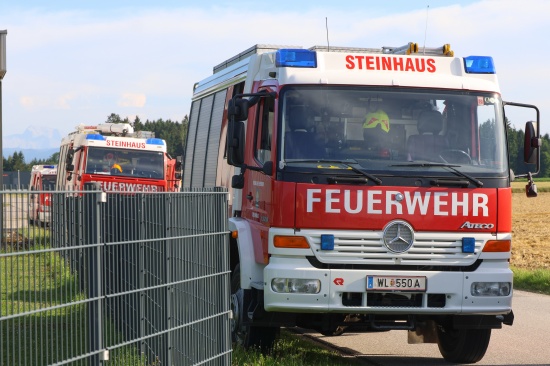 Kleinflchiger Brand auf einem Stoppelfeld in Steinhaus sorgte fr Einsatz der Feuerwehr