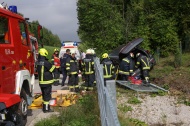 Personenrettung nach Verkehrsunfall: Autolenker bei Ohlsdorf von Salzkammergutstrae abgekommen