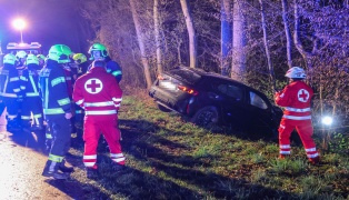 Lenkerin verletzt: Auto bei Verkehrsunfall in Niederneukirchen gegen B�ume am Waldrand gekracht
