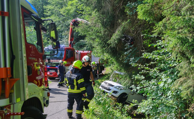 Auto weggerollt: Lenkerin bei Altm�nster in Bachbett des Schwarzenbachs mitgeschleift