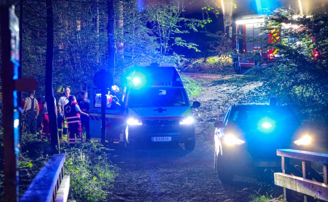 Schwerer Quadunfall: N�chtliche Personenrettung aus unwegsamem Gel�nde in Ro�leithen