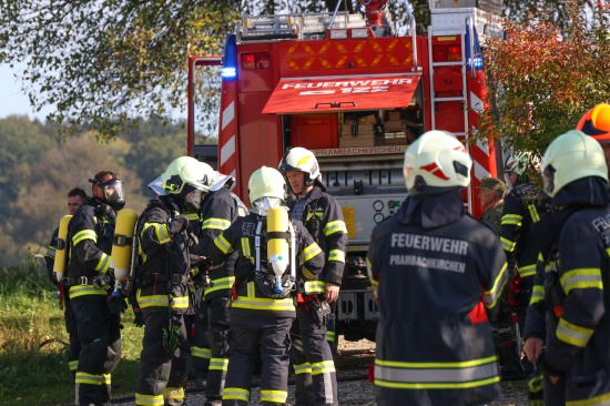 Brand in einem Hofladengeb�ude in Prambachkirchen sorgte f�r Einsatz zweier Feuerwehren