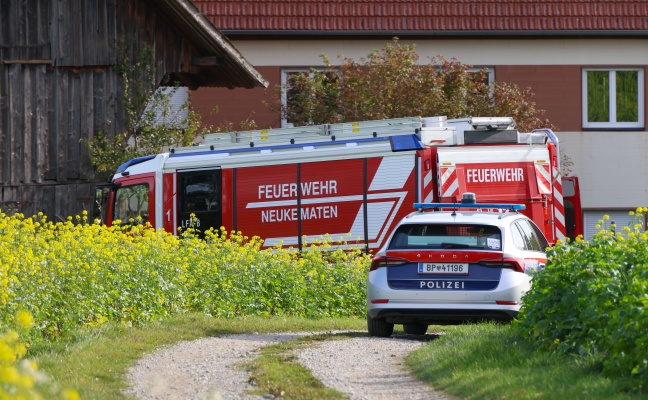Drei Feuerwehren nach kleinerem Brand in einem landwirtschaftlichen Geb�ude in Piberbach im Einsatz